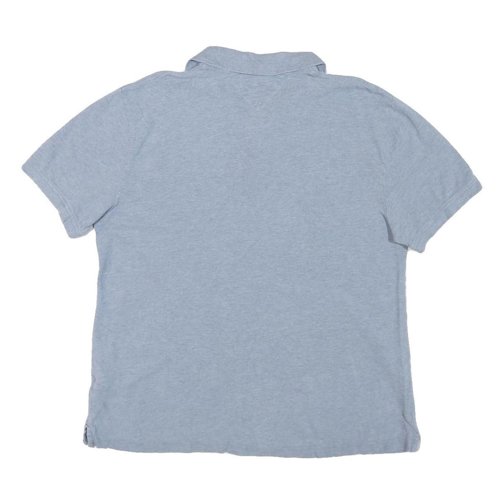 TOMMY HILFIGER Mens Blue Short Sleeve Plain Polo Shirt XL Classic Cotton Blend