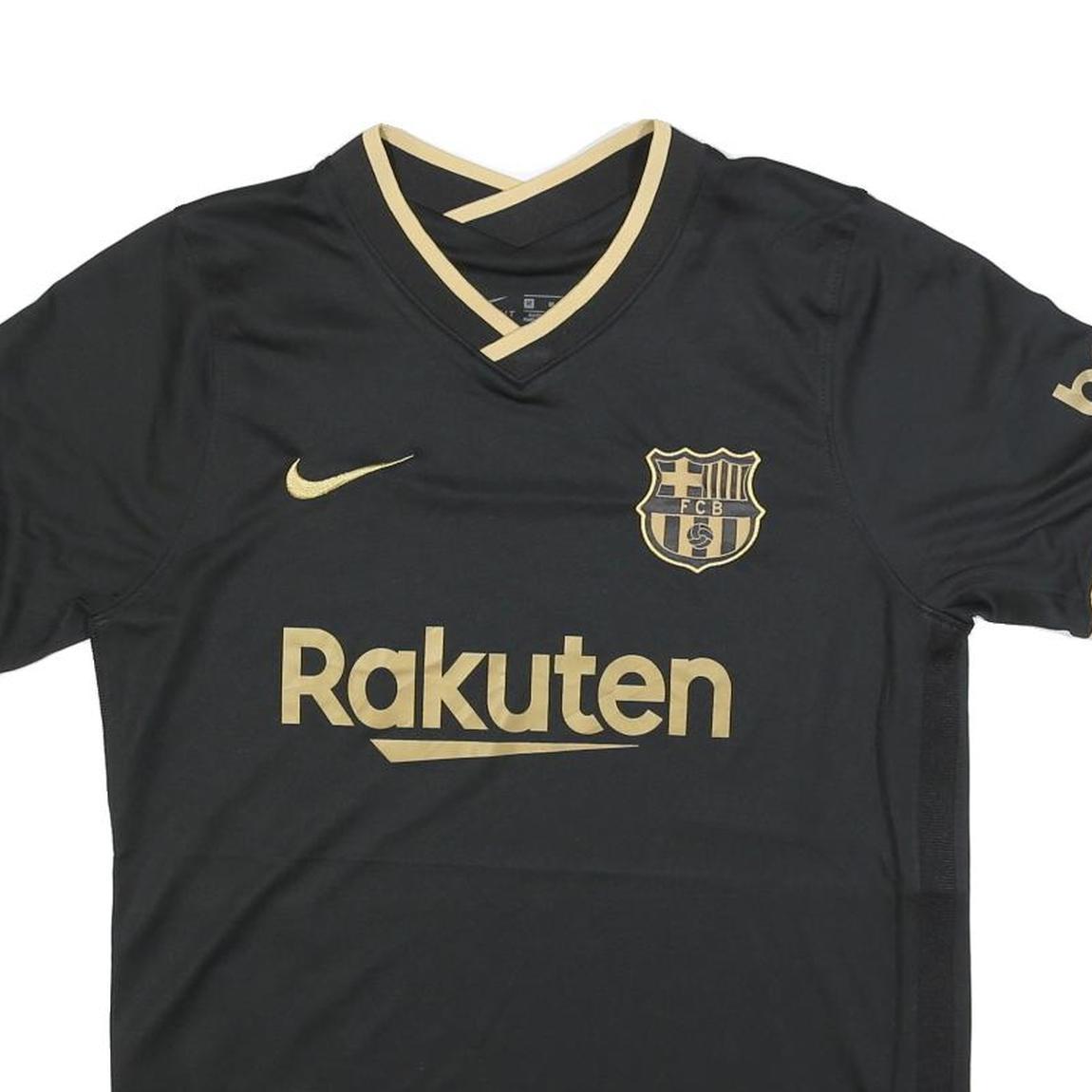 NIKE Mens Black Barcelona Football Shirt M Short Sleeve V-Neck Sportswear