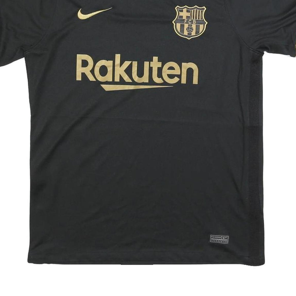 NIKE Mens Black Barcelona Football Shirt M Short Sleeve V-Neck Sportswear
