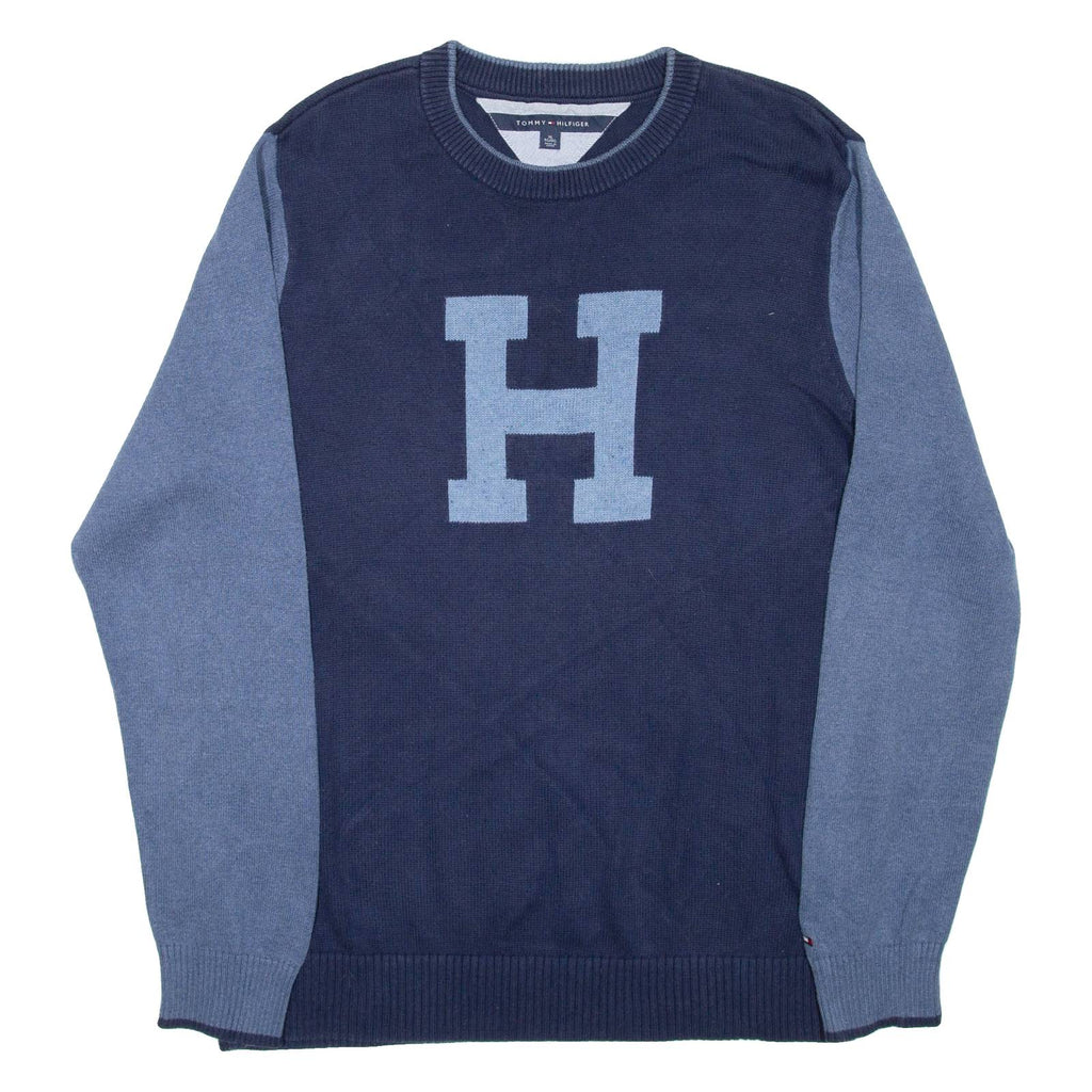 TOMMY HILFIGER Mens Jumper Blue Chunky Knit XL