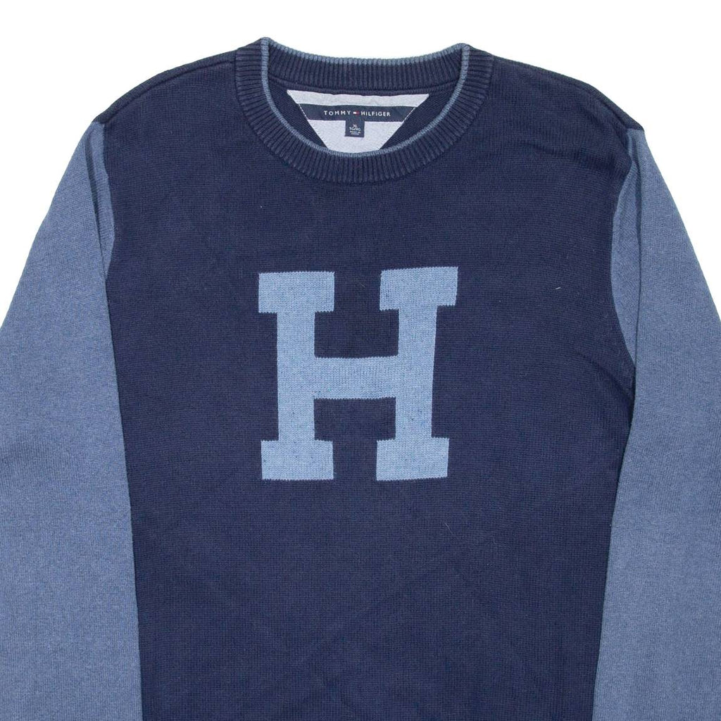TOMMY HILFIGER Mens Jumper Blue Chunky Knit XL