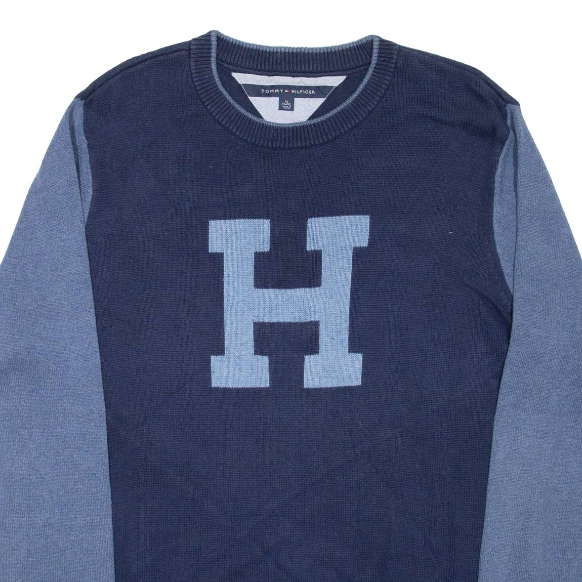 TOMMY HILFIGER Mens Jumper Blue Chunky Knit XL