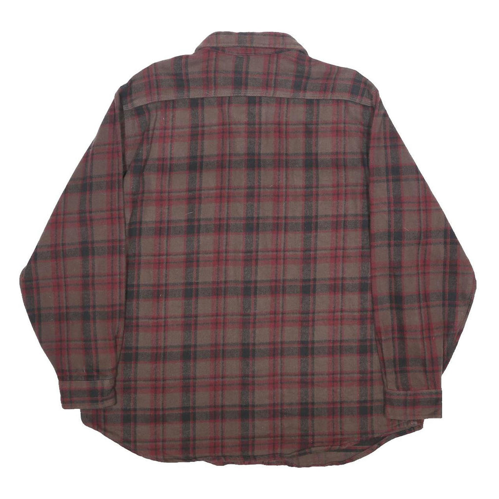 CARHARTT Mens Brown & Red Plaid Flannel Shirt L Work Casual Durable Long Sleeve