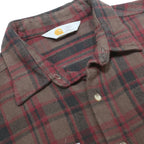 CARHARTT Mens Brown & Red Plaid Flannel Shirt L Work Casual Durable Long Sleeve