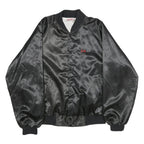 HARTWELL Mens Black Nylon Bomber Jacket L Satin Finish Embroidered Back Logo