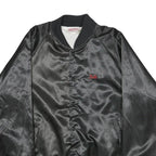 HARTWELL Mens Black Nylon Bomber Jacket L Satin Finish Embroidered Back Logo