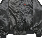HARTWELL Mens Black Nylon Bomber Jacket L Satin Finish Embroidered Back Logo