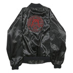 HARTWELL Mens Black Nylon Bomber Jacket L Satin Finish Embroidered Back Logo