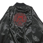 HARTWELL Mens Black Nylon Bomber Jacket L Satin Finish Embroidered Back Logo