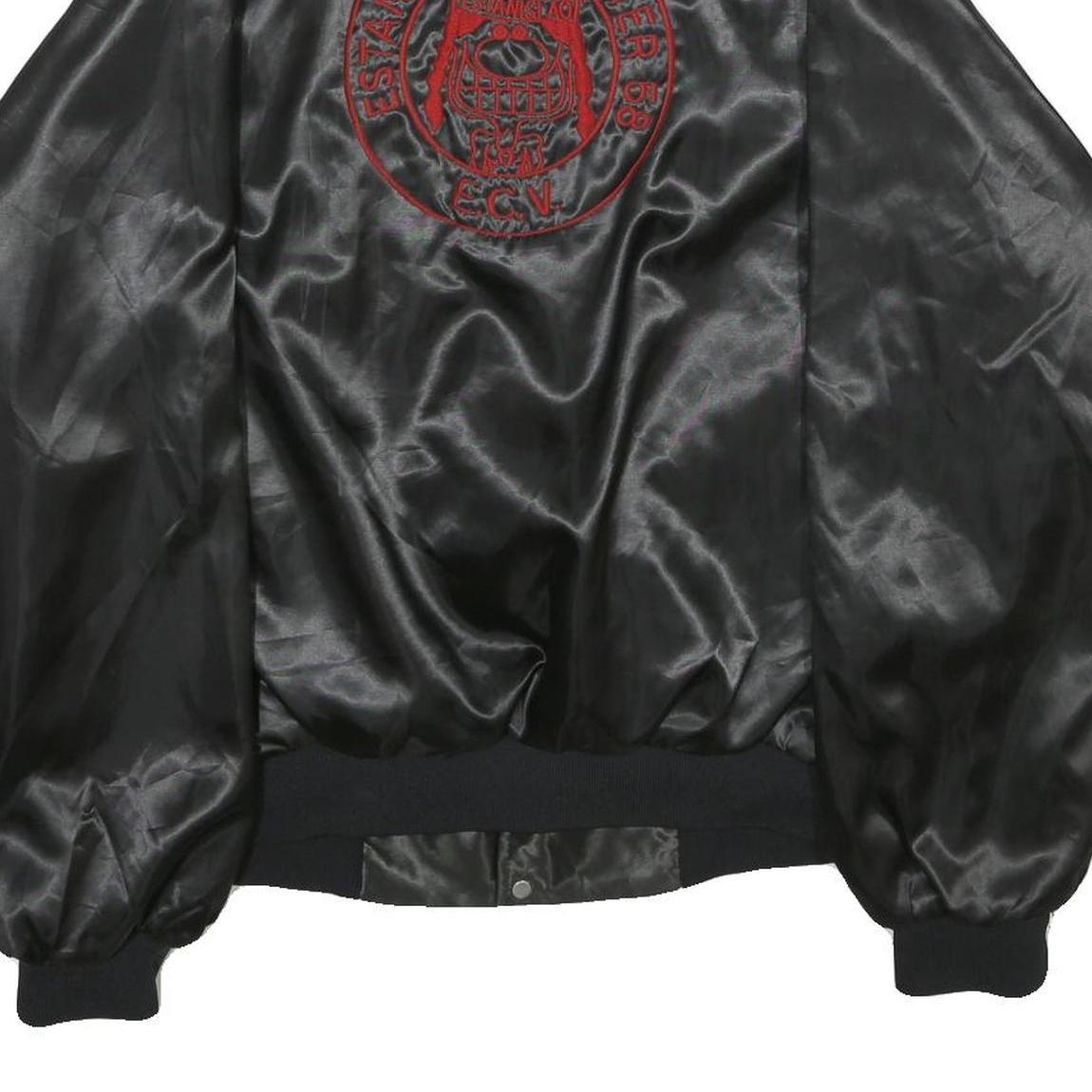 HARTWELL Mens Black Nylon Bomber Jacket L Satin Finish Embroidered Back Logo