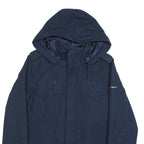 CARHARTT Mens Navy Blue Hooded Cotton Blend Jacket S Zip Casual Workwear