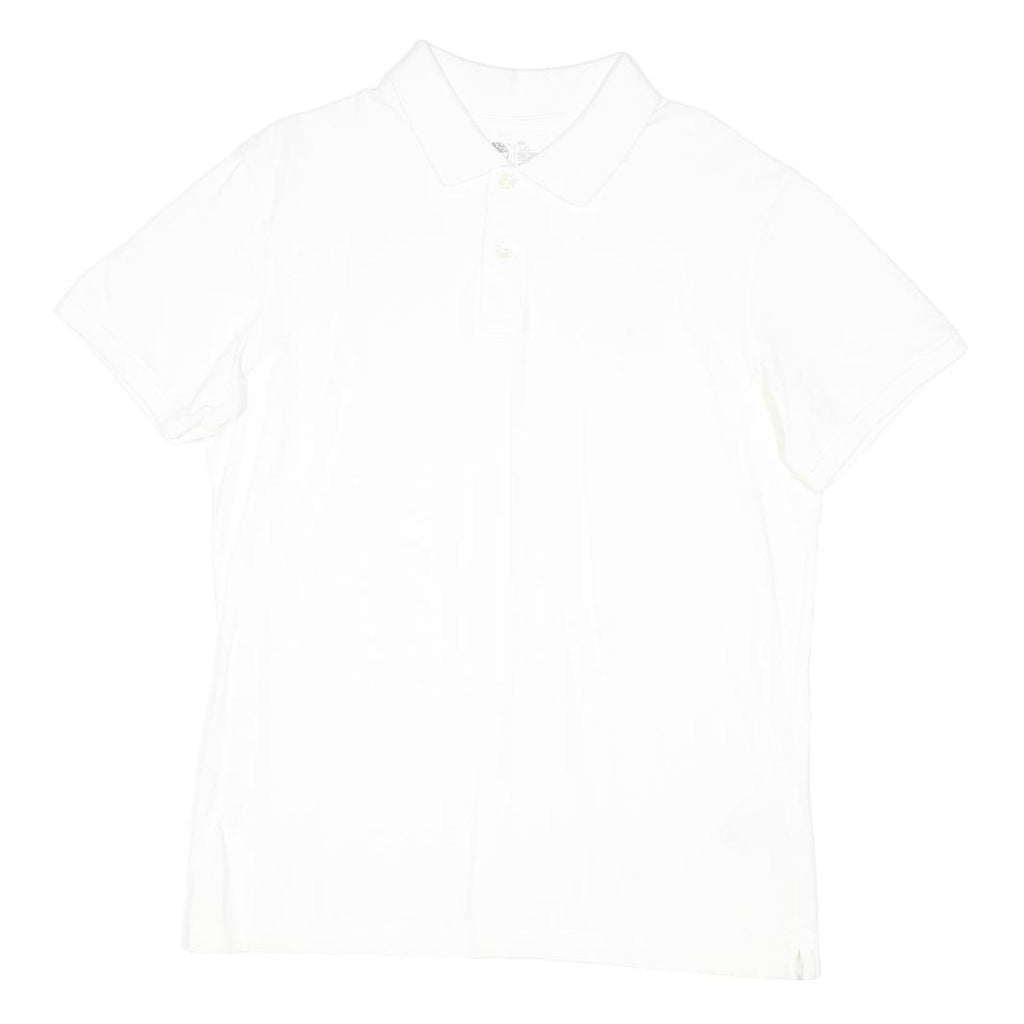 TIMBERLAND Mens White Short Sleeve Plain Polo Shirt L Cotton Blend Casual