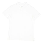 TIMBERLAND Mens White Short Sleeve Plain Polo Shirt L Cotton Blend Casual