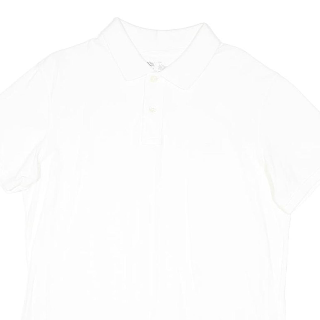 TIMBERLAND Mens White Short Sleeve Plain Polo Shirt L Cotton Blend Casual