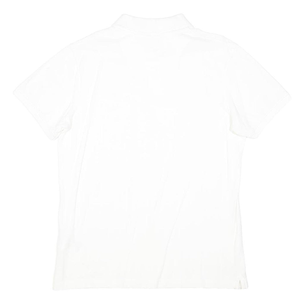 TIMBERLAND Mens White Short Sleeve Plain Polo Shirt L Cotton Blend Casual