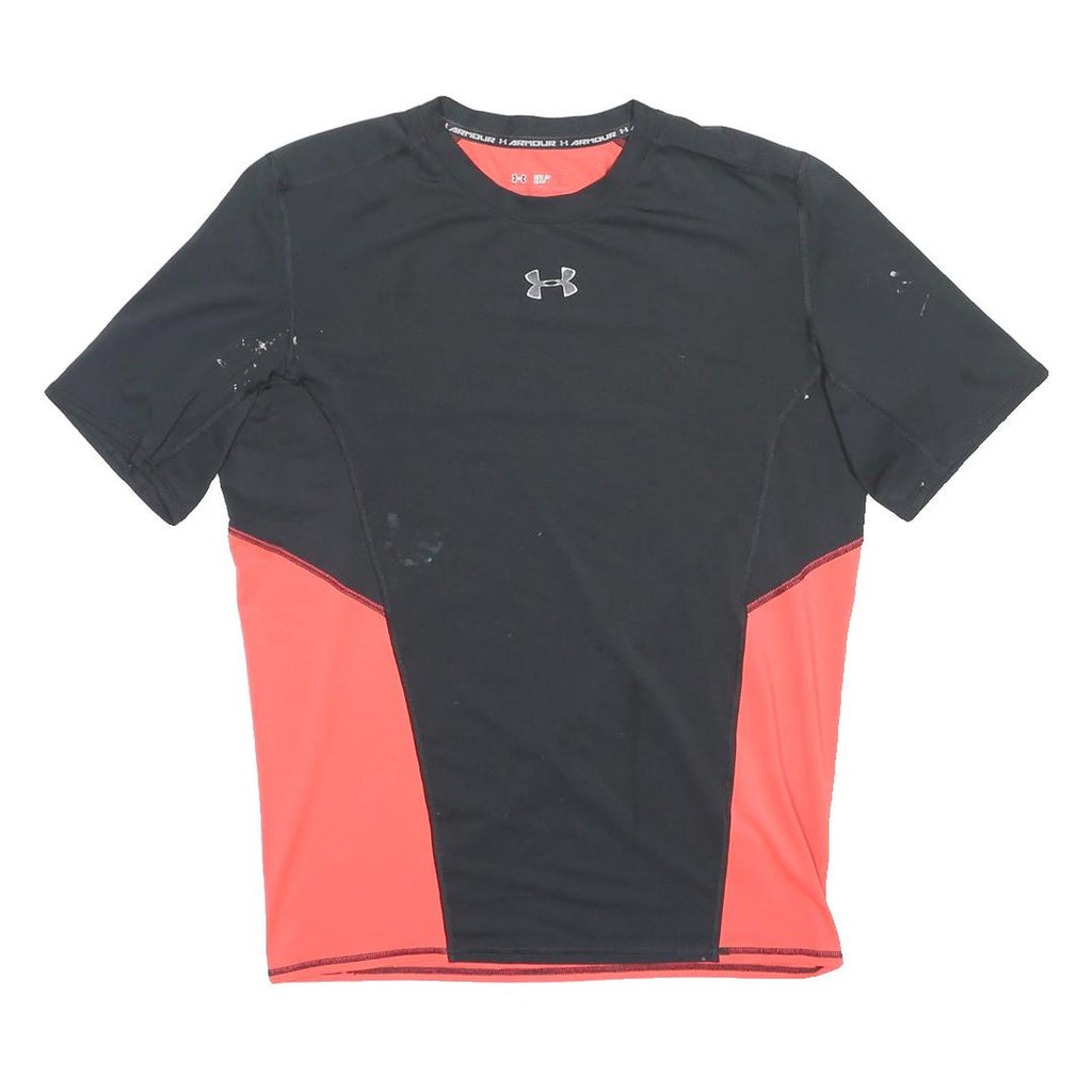 UNDER ARMOUR Mens Black & Red Graphic T-Shirt 2XL Short Sleeve Crew Neck