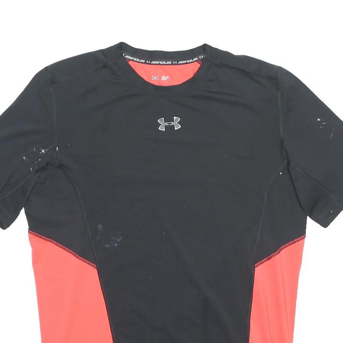 UNDER ARMOUR Mens Black & Red Graphic T-Shirt 2XL Short Sleeve Crew Neck