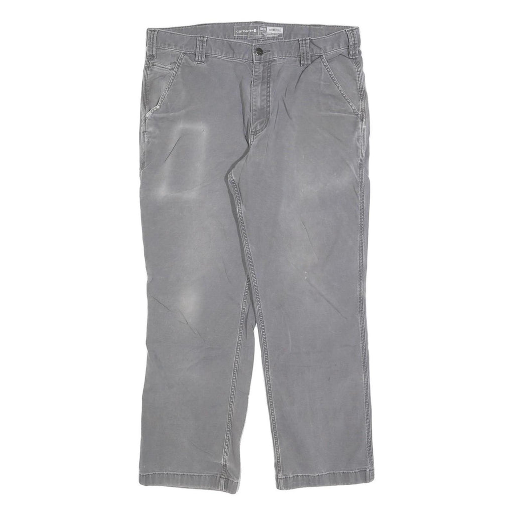 CARHARTT Mens Cotton Blend Grey Relaxed Straight Trousers W36 L27 Workwear Zip