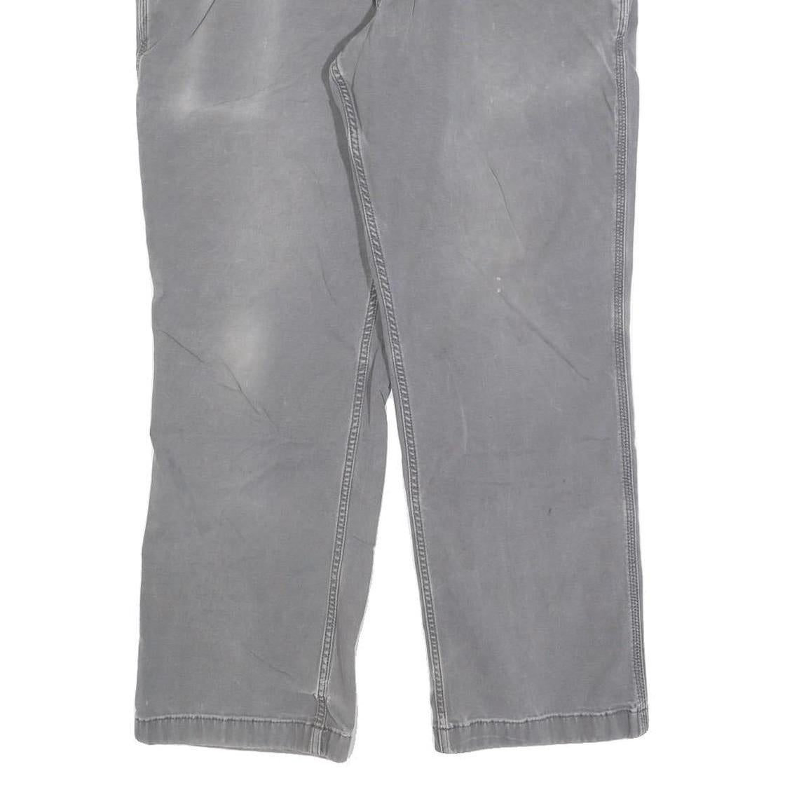 CARHARTT Mens Cotton Blend Grey Relaxed Straight Trousers W36 L27 Workwear Zip