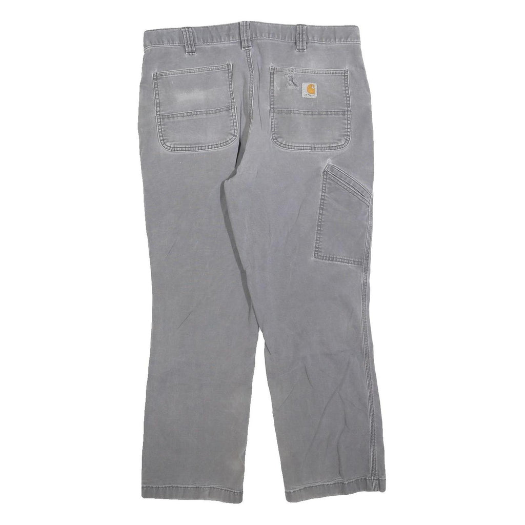 CARHARTT Mens Cotton Blend Grey Relaxed Straight Trousers W36 L27 Workwear Zip
