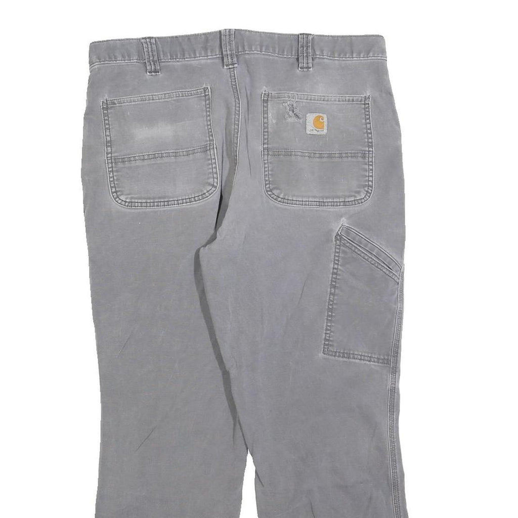 CARHARTT Mens Cotton Blend Grey Relaxed Straight Trousers W36 L27 Workwear Zip