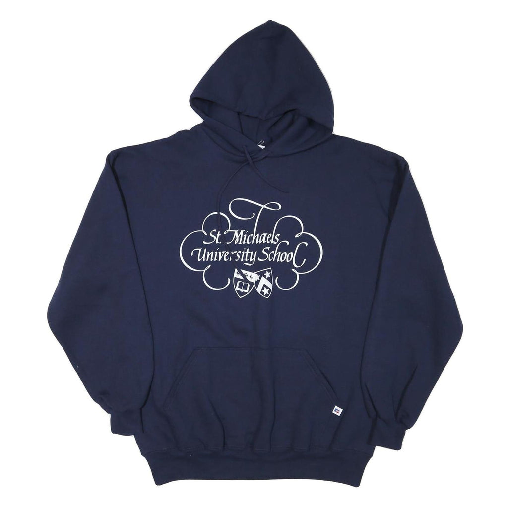 RUSSELL ATHLETIC Mens Navy St Michaels University School Hoodie XL Cotton Blend
