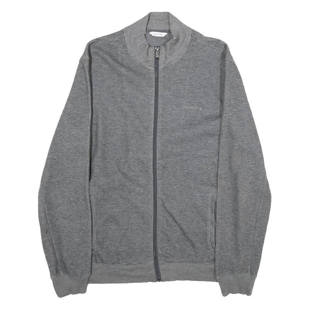 CALVIN KLEIN Mens Grey Zip Jacket M Cotton Plain Lightweight Casual Wear