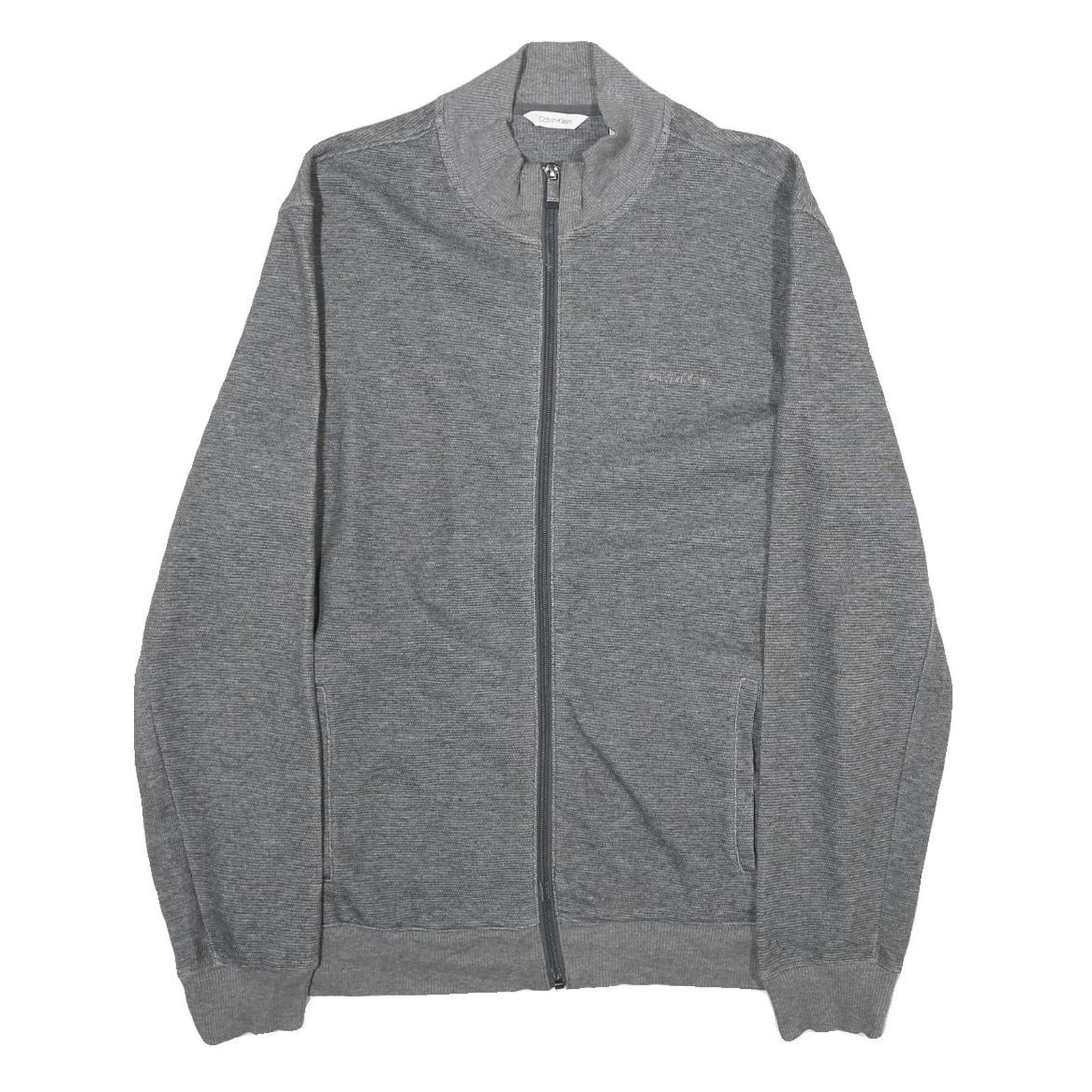 CALVIN KLEIN Mens Grey Zip Jacket M Cotton Plain Lightweight Casual Wear