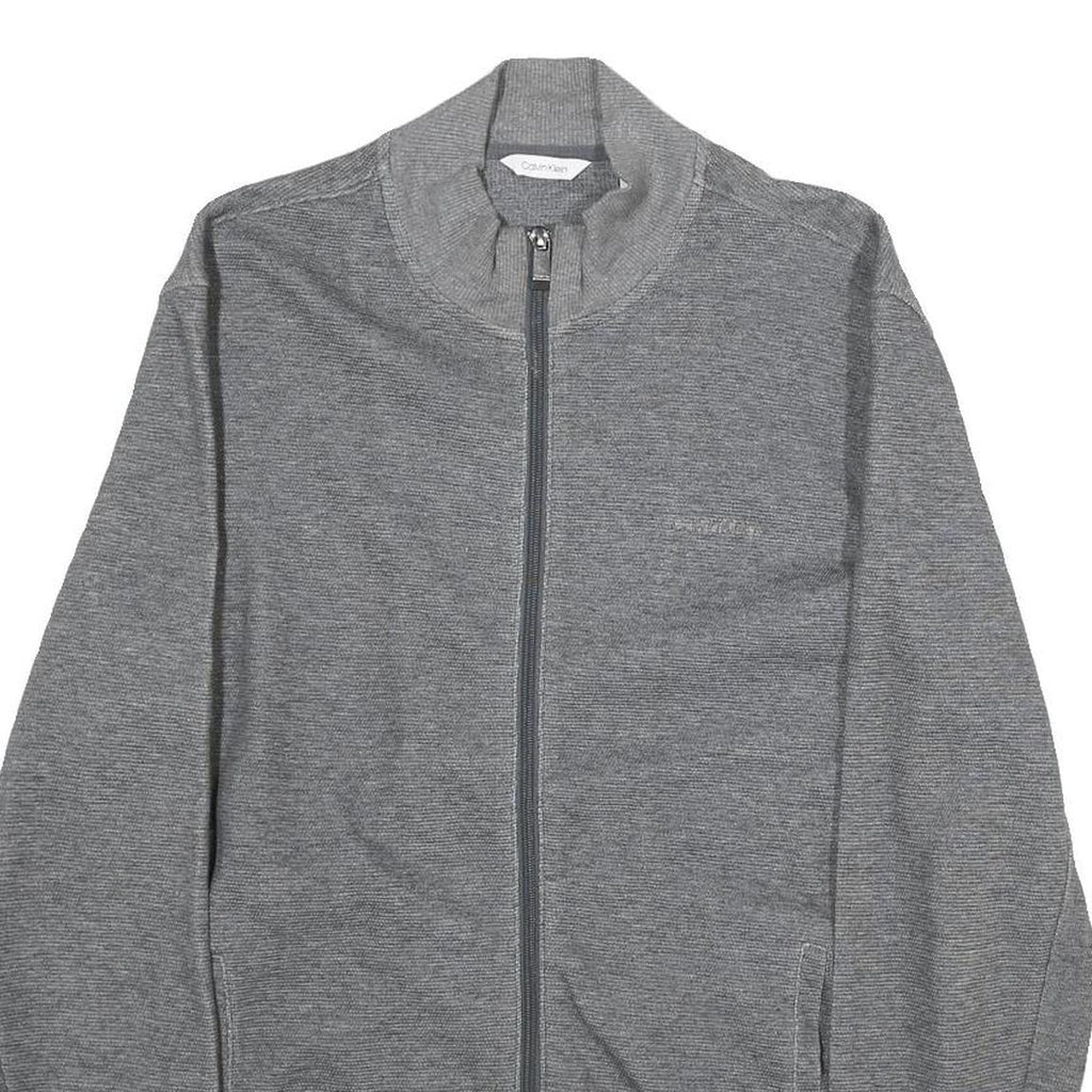 CALVIN KLEIN Mens Grey Zip Jacket M Cotton Plain Lightweight Casual Wear
