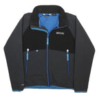 REGATTA Boys Black & Grey Outdoor Softshell Jacket 9-10Y Polyester Blend Zip