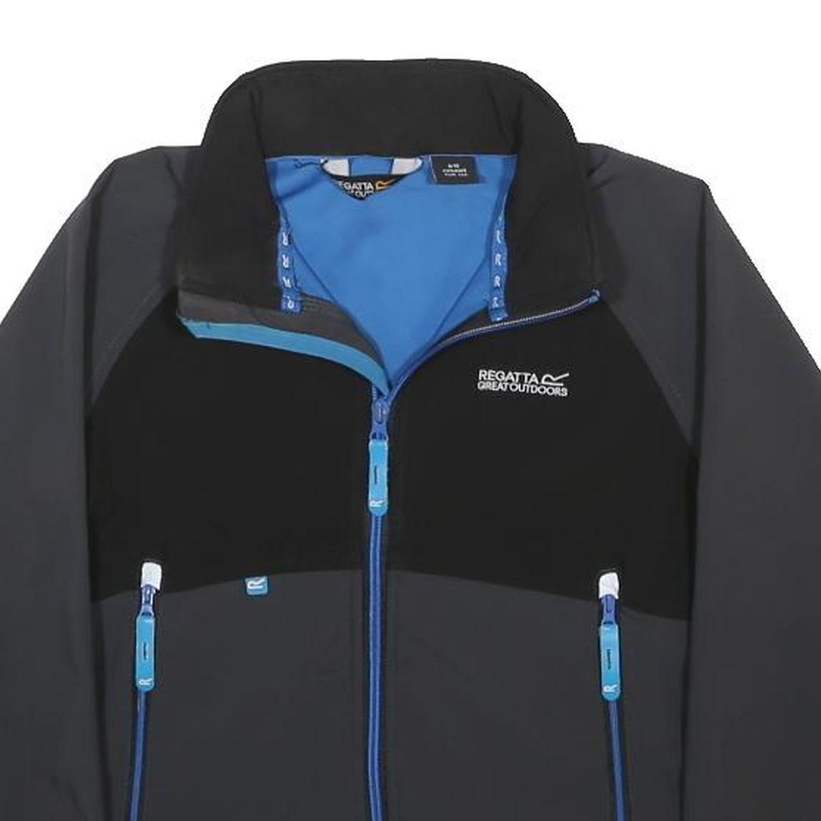 REGATTA Boys Black & Grey Outdoor Softshell Jacket 9-10Y Polyester Blend Zip