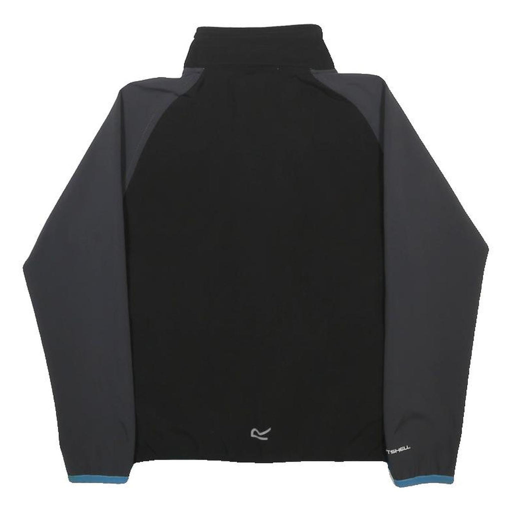 REGATTA Boys Black & Grey Outdoor Softshell Jacket 9-10Y Polyester Blend Zip