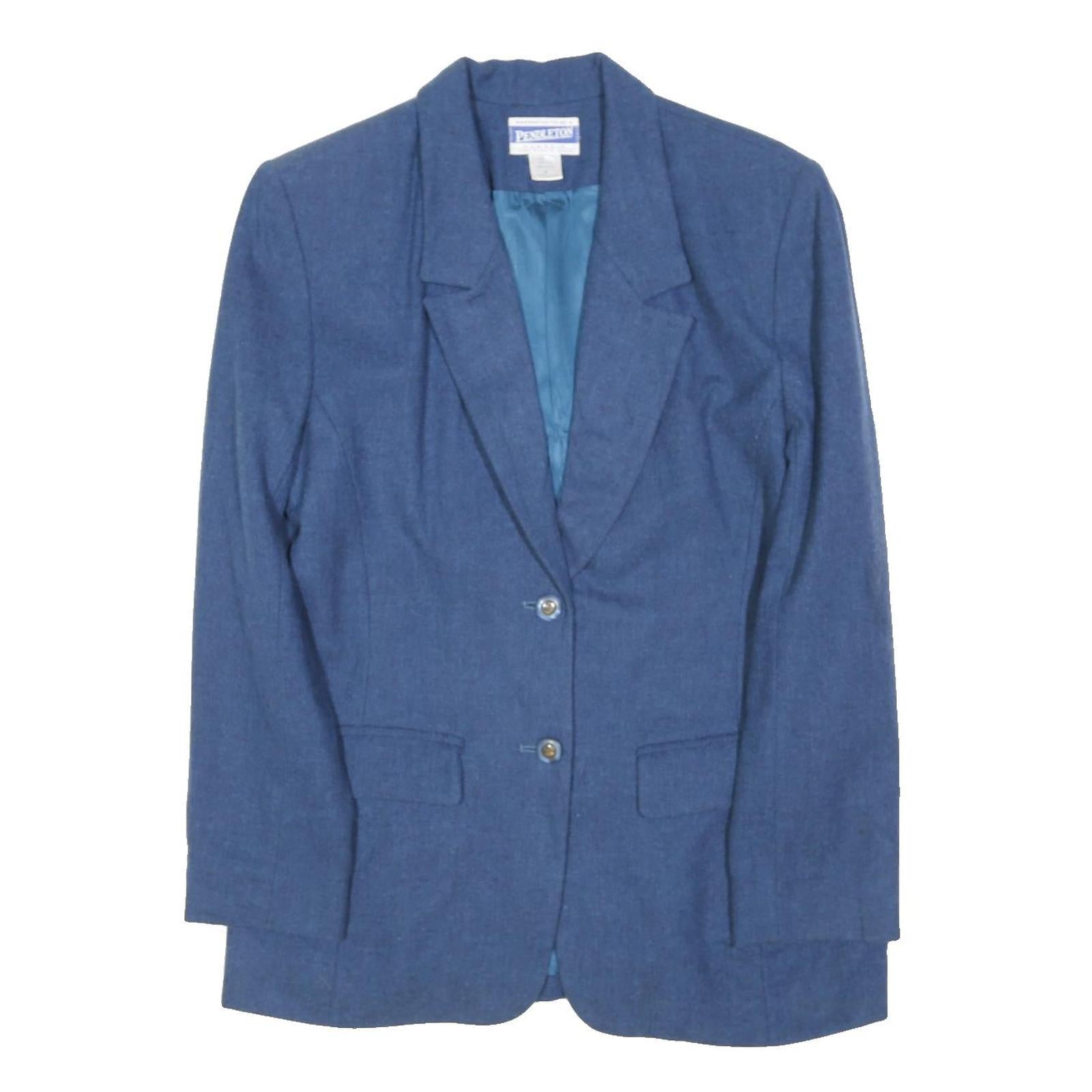 PENDLETON Womens Blue Wool Tailored Jacket UK 10 Button Plain Classic Style