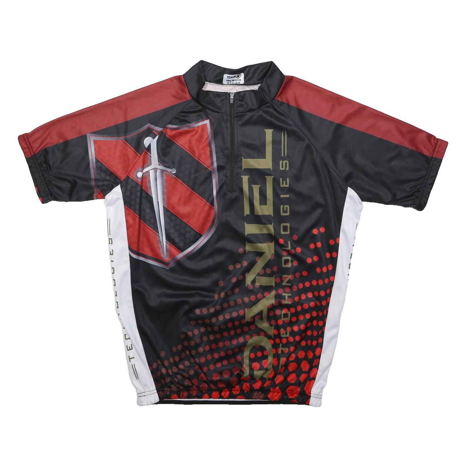 TITAN SPORTS Mens Black & Red Graphic Cycling Jersey M Short Sleeve Zip Neck