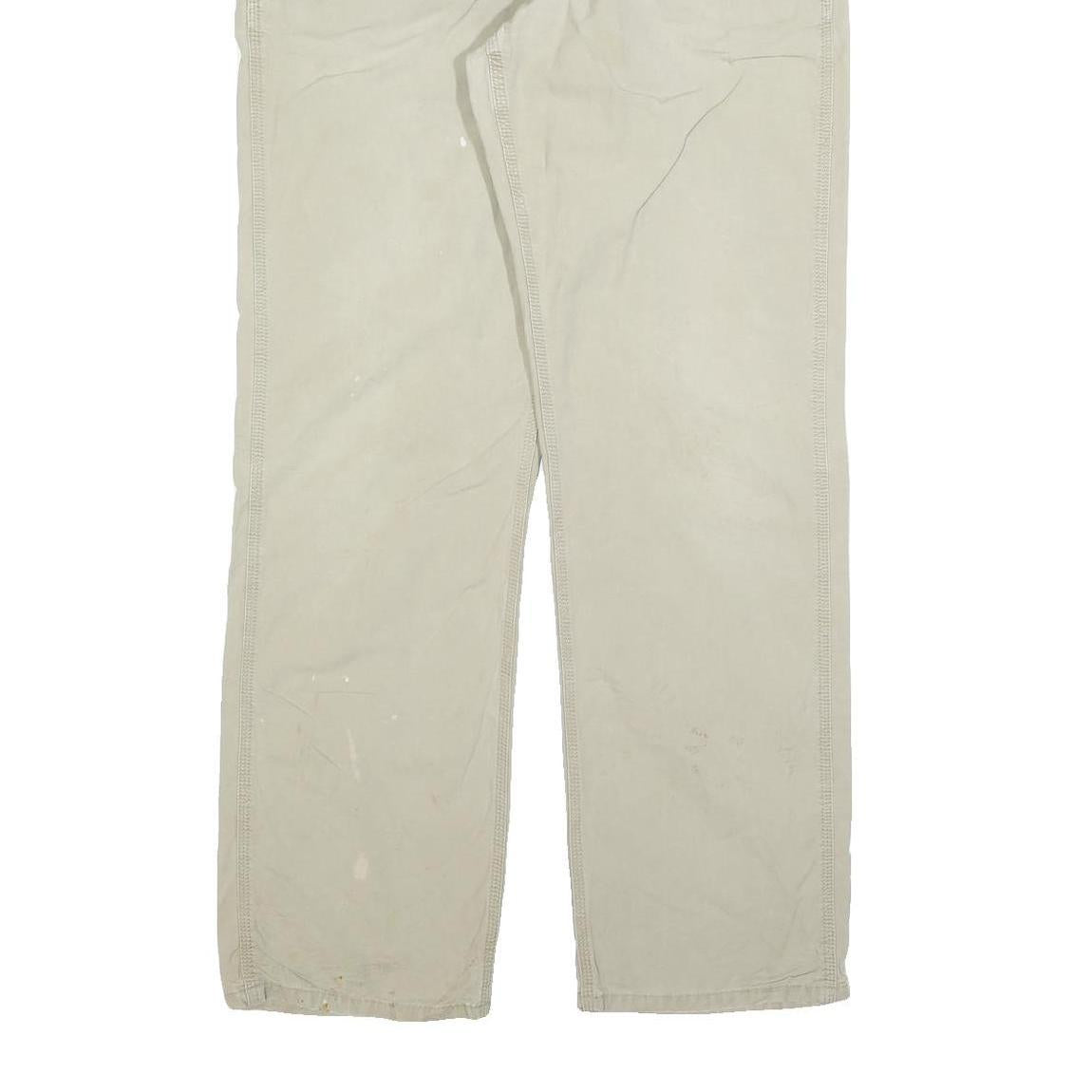 CARHARTT Mens Relaxed Beige Cotton Blend Zip Trousers W37 L34 Workwear Utility