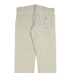 CARHARTT Mens Relaxed Beige Cotton Blend Zip Trousers W37 L34 Workwear Utility