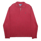 POLO RALPH LAUREN Mens Red Plain Cotton Jumper Half Zip Regular M