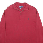 POLO RALPH LAUREN Mens Red Plain Cotton Jumper Half Zip Regular M