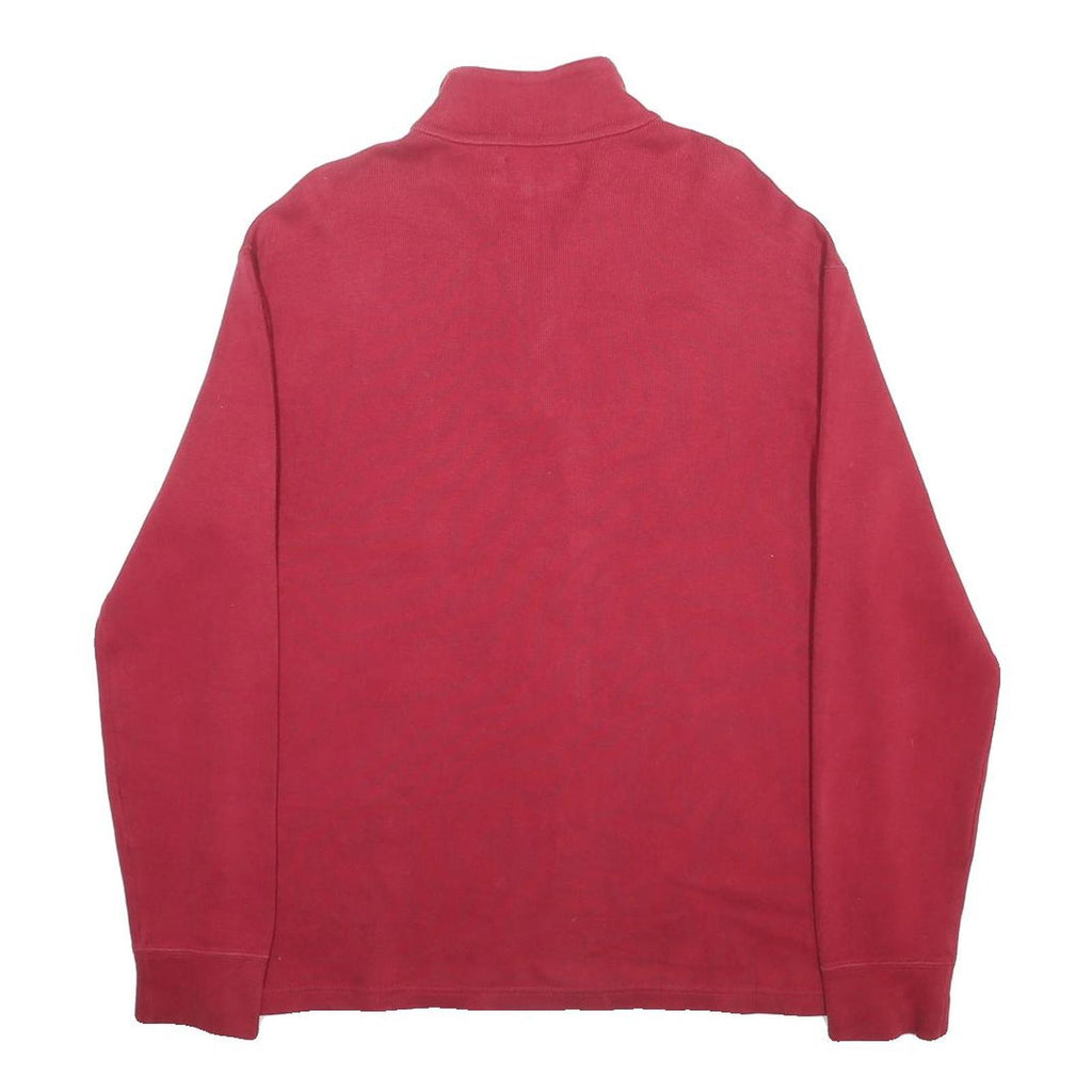 POLO RALPH LAUREN Mens Red Plain Cotton Jumper Half Zip Regular M