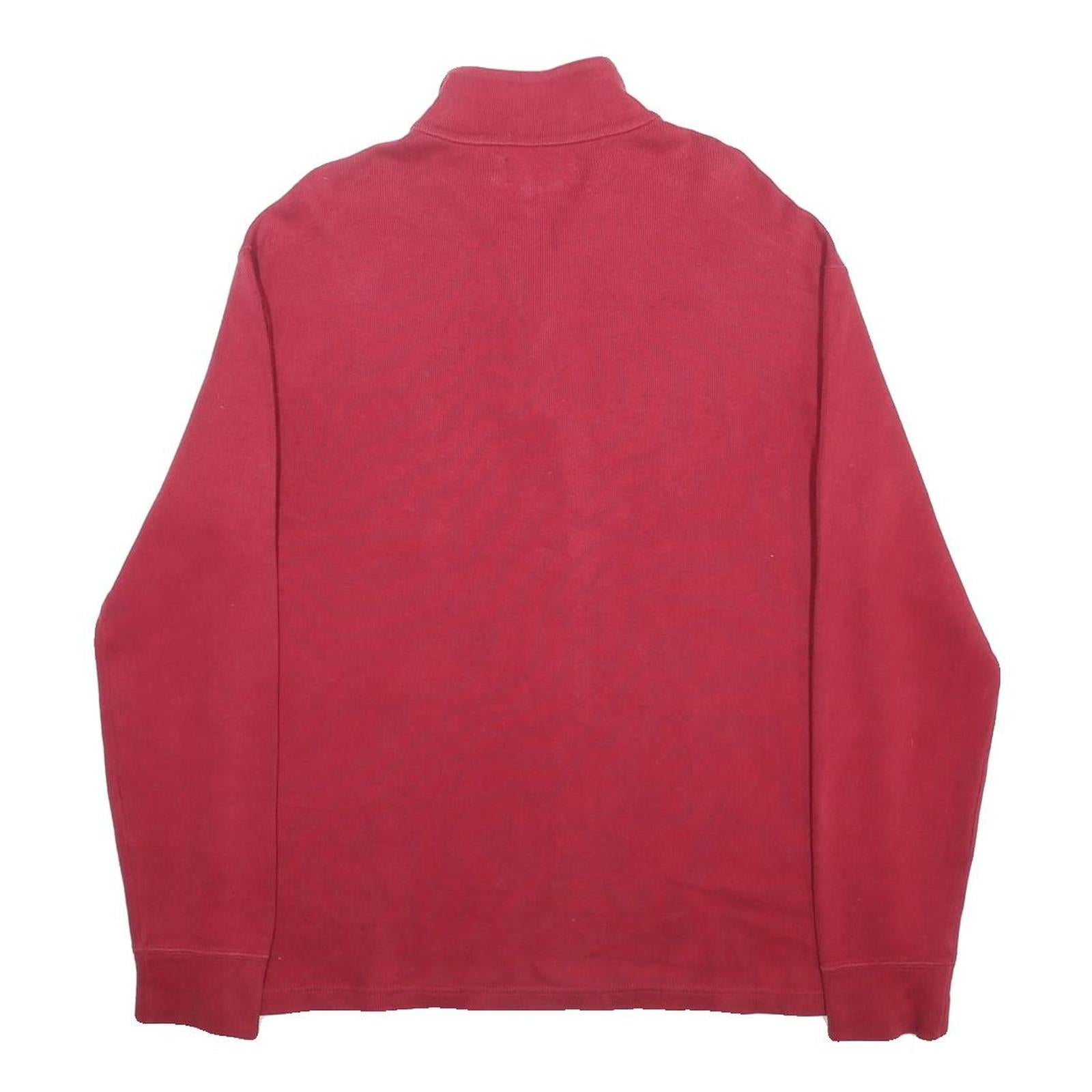 POLO RALPH LAUREN Mens Red Plain Cotton Jumper Half Zip Regular M