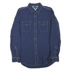 TOMMY HILFIGER Mens Blue Trim Fit Shirt M Cotton Blend Classic Button Shirt