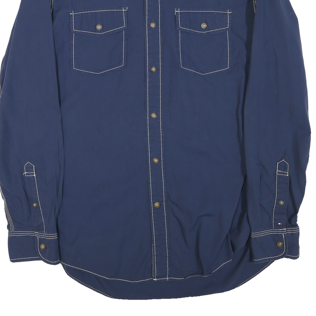 TOMMY HILFIGER Mens Blue Trim Fit Shirt M Cotton Blend Classic Button Shirt