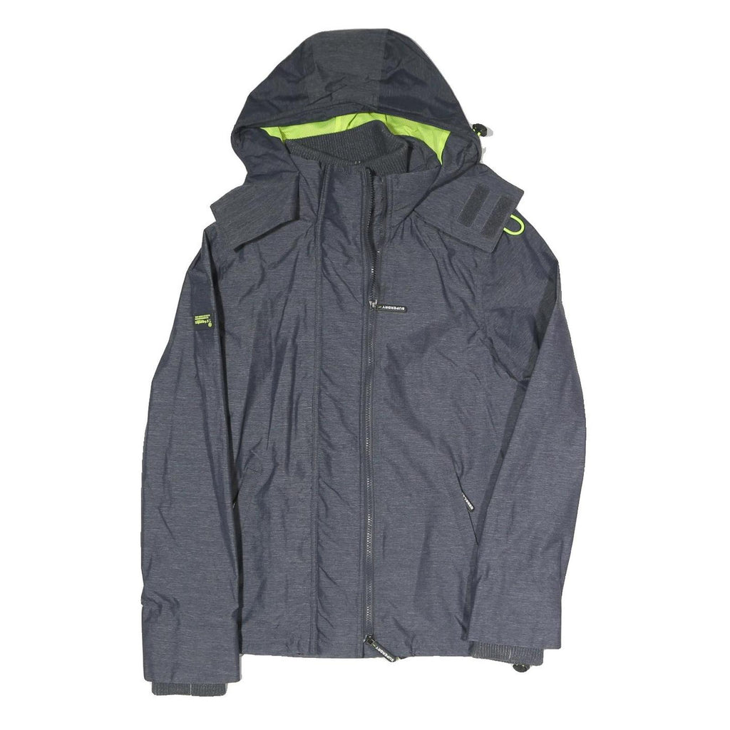 SUPERDRY Mens Grey & Lime Hooded Zip Jacket S Polyester Blend Casual