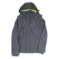 SUPERDRY Mens Grey & Lime Hooded Zip Jacket S Polyester Blend Casual