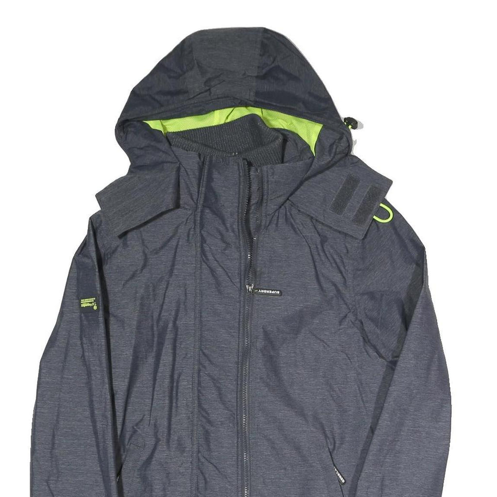 SUPERDRY Mens Grey & Lime Hooded Zip Jacket S Polyester Blend Casual
