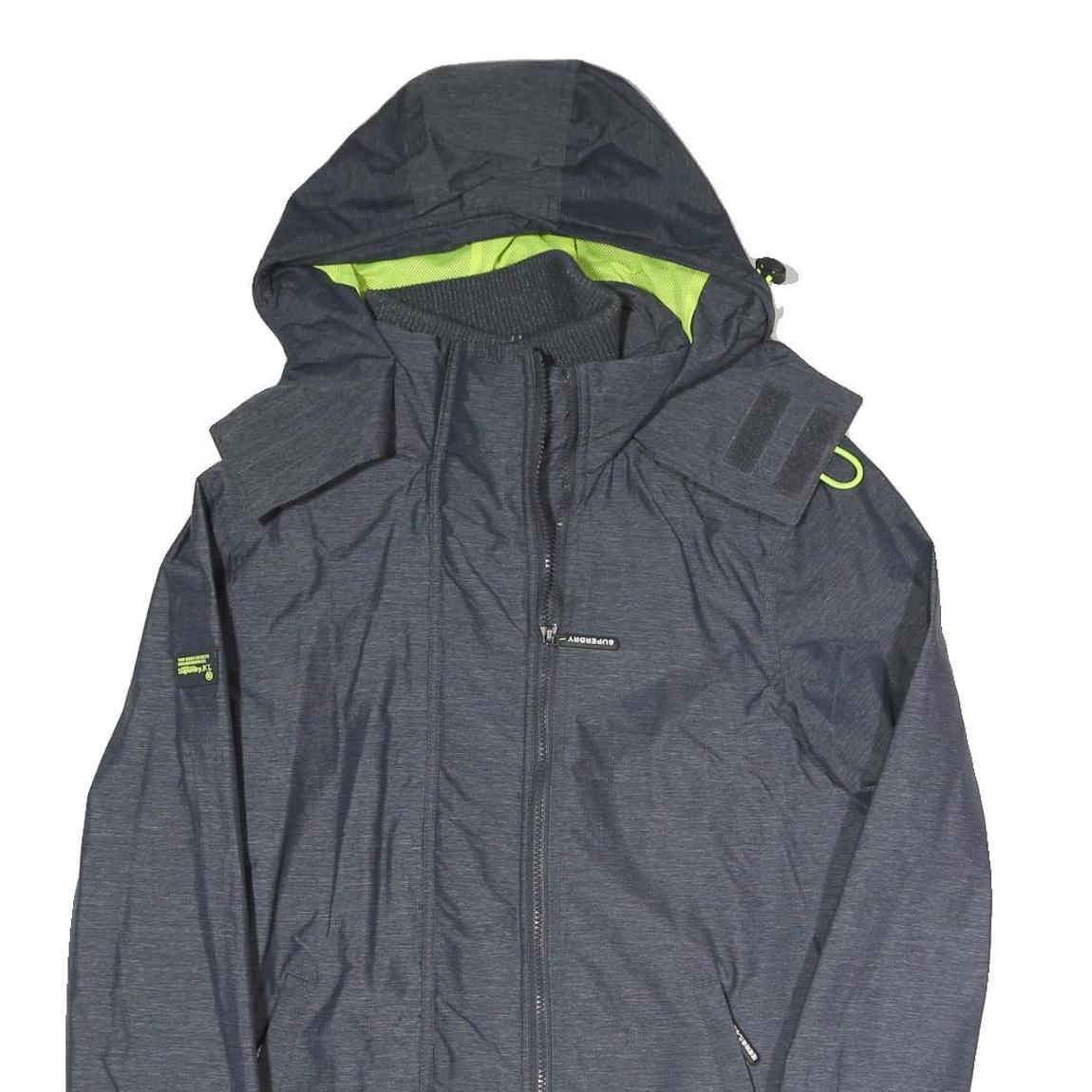 SUPERDRY Mens Grey & Lime Hooded Zip Jacket S Polyester Blend Casual