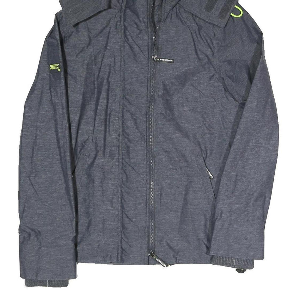 SUPERDRY Mens Grey & Lime Hooded Zip Jacket S Polyester Blend Casual