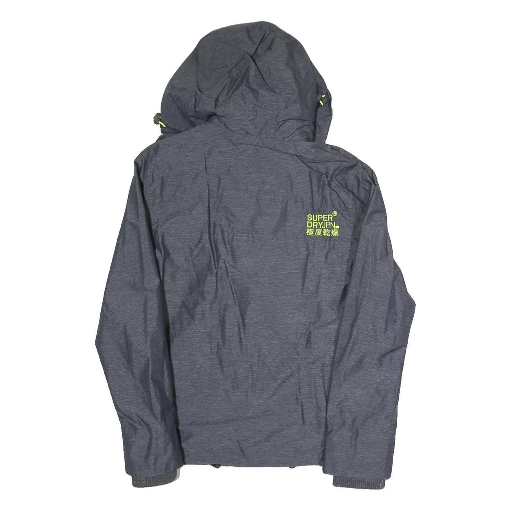 SUPERDRY Mens Grey & Lime Hooded Zip Jacket S Polyester Blend Casual