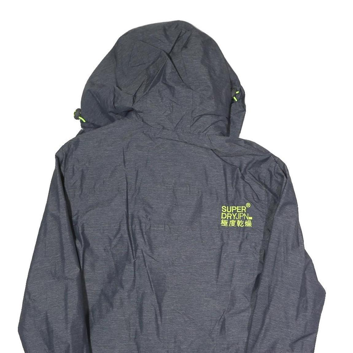 SUPERDRY Mens Grey & Lime Hooded Zip Jacket S Polyester Blend Casual