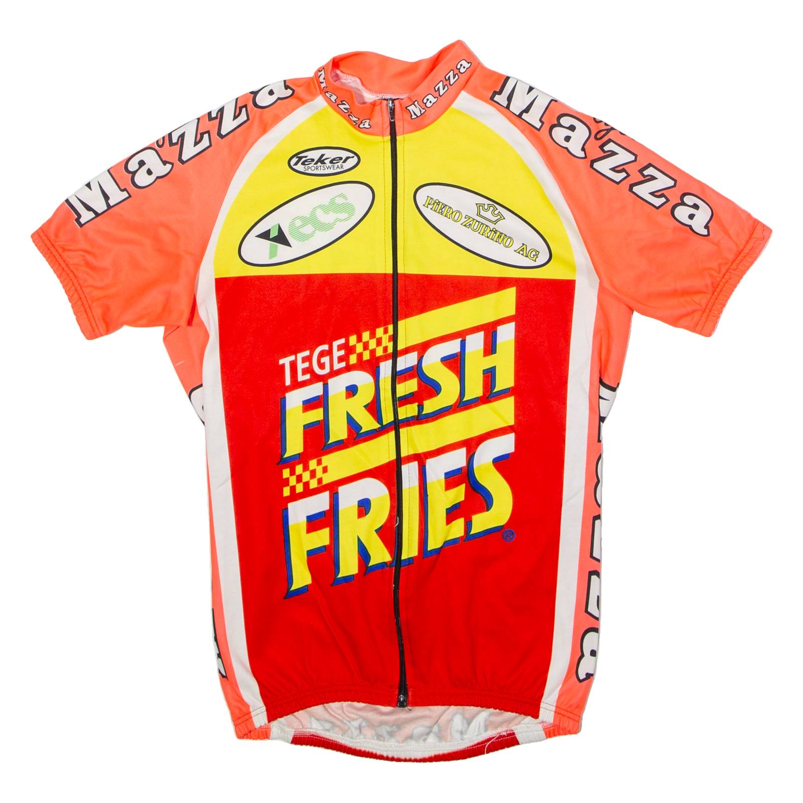TEKER Mazza Cycles Full Zip Cycling Mens Jersey Red High Neck M